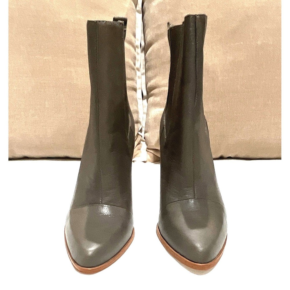 Joes Jeans Womens Grey Leather Pointed Toe Block Heel Chelsea Ankle Boots 9M